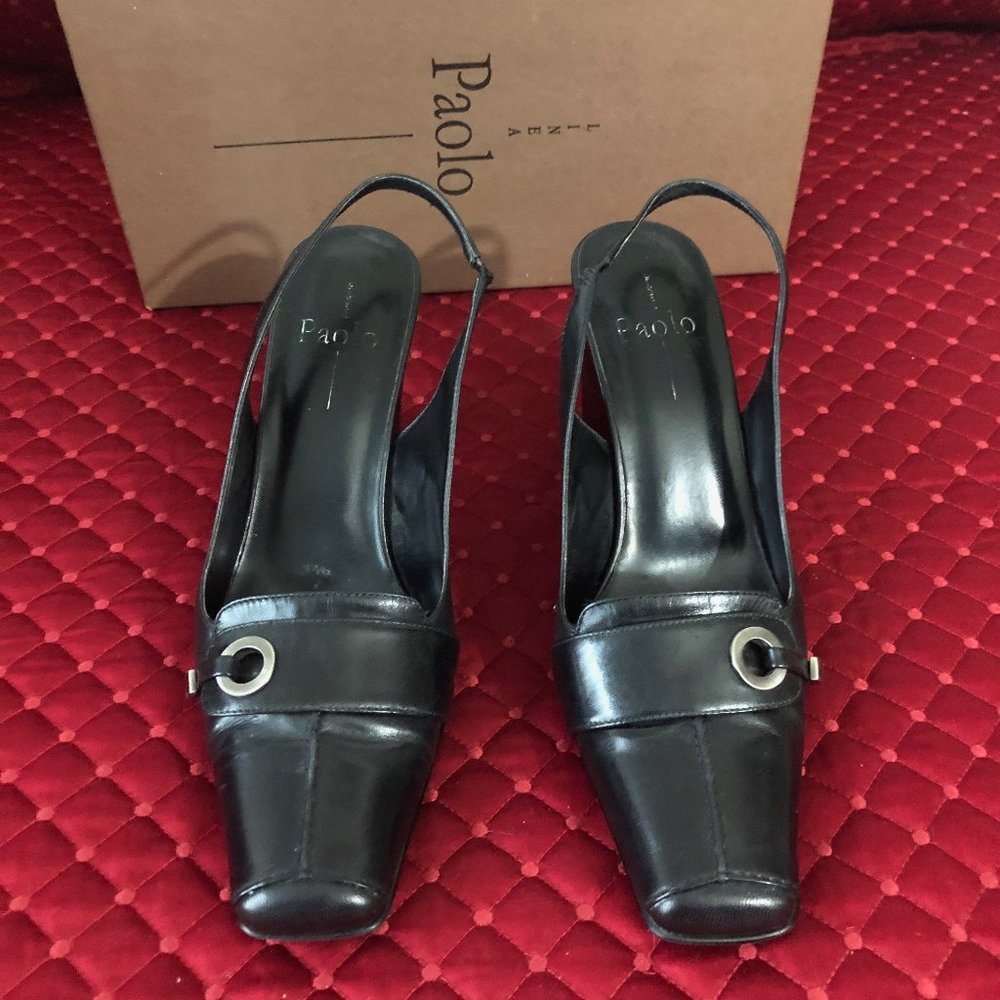 Paolo Linea Milly Black Strap On Pumps